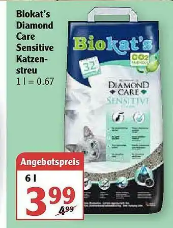 Globus Biokat's Diamond Care Sensitive Katzenstreu Angebot