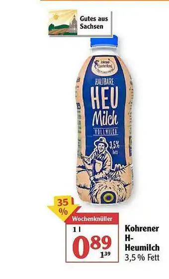 Globus Kohrener H-heumilch Angebot