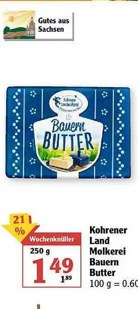 Globus Kohrener Land Molkerei Bauern Butter Angebot