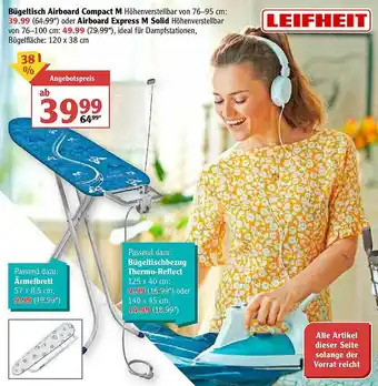 Globus Leifheit Bügeltisch Airboard Compact M Oder Express M Solid Angebot