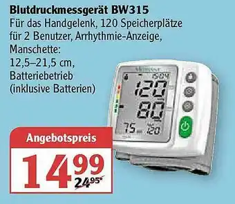 Globus Blutdruckmessgerät Gw315 Angebot