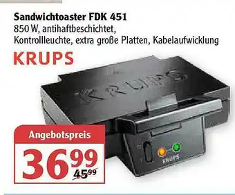 Globus Sandwichtoaster Fdk451 Krups Angebot