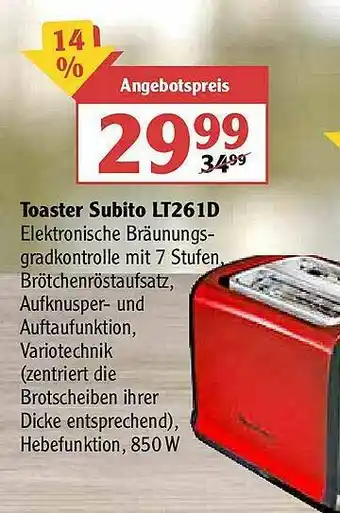 Globus Toaster Subito Lt261d Angebot