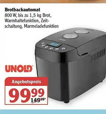 Globus Brotbackautomat Unold Angebot