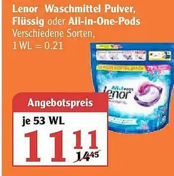 Globus Lenor Waschmittel Pulver Flüssig Oder All-in-one-pods Angebot