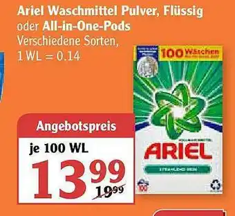 Globus Ariel Washmittel Pulver Flüssig Oder All-in-one-pods Angebot