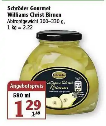 Globus Schröder Gourmet Williams Christ Birnen Angebot