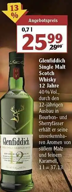 Globus Glendfiddich Single Malt Sctoch Whisky 12 Jahre Angebot