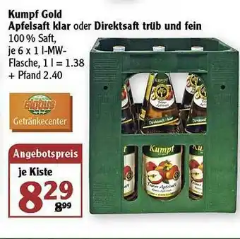 Globus Kumpf Gold Apfelsaft Klar Oder Direktsaft Trüb Und Fein Angebot