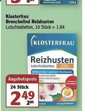 Globus Klosterfrau Broncholind Reizhusten Angebot