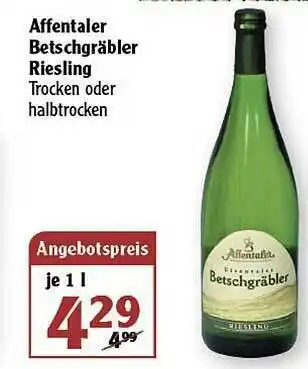 Globus Affentaler Betschgräbler Riesling Angebot