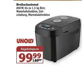 Globus Brotbackautomat Unold Angebot