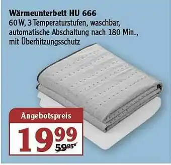 Globus Wärmeunterbett Hu 666 Angebot