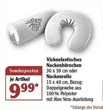 Globus Viskoelastisches Nackenhörnchen Oder Nackenrolle Angebot