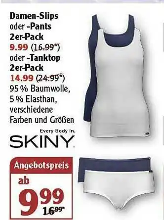 Globus Damen-slips Oder -pants 2er-pack Oder -tanktop 2er-pack Skinny Angebot