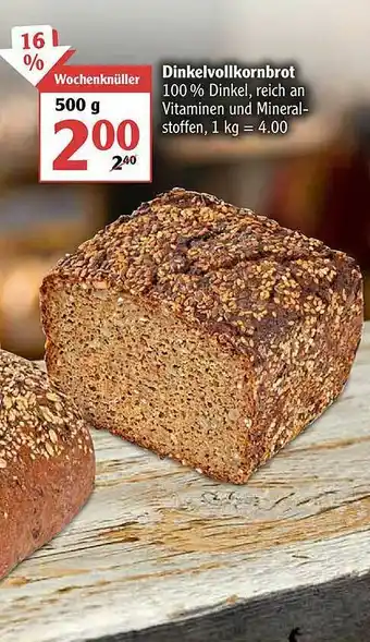 Globus Dinkelvollkornbrot Angebot