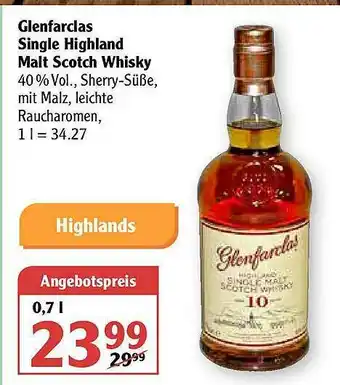 Globus Grenfarclas Single Highland Malt Scotch Whisky Angebot