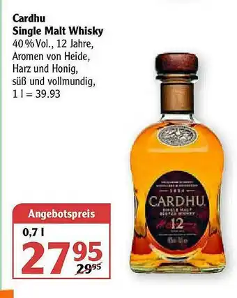 Globus Cardhu Single Malt Whisky Angebot