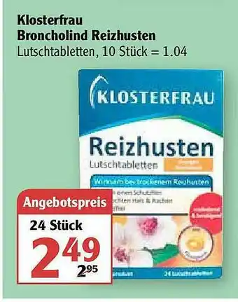 Globus Klosterfrau Broncholind Reizhusten Angebot