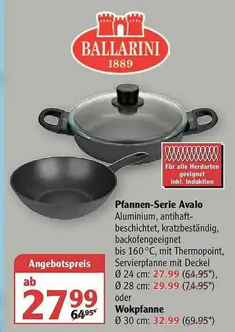 Globus Pfannen-serie Avalo Oder Wokpfanne Ballarini 1889 Angebot