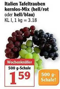 Globus Italien Tafeltrauben Kernlos-mix (hell Rot Oder Hell Blau) Angebot