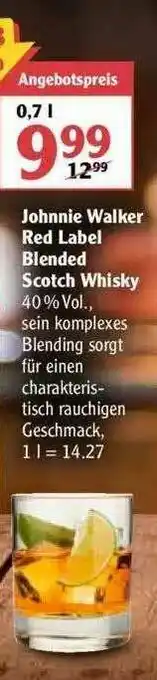 Globus Johnnie Walker Red Label Blended Scotch Whisky Angebot