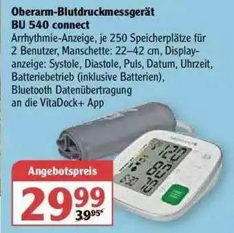 Globus Oberarm-blutdruckmessgerät Bu 540 Connect Angebot