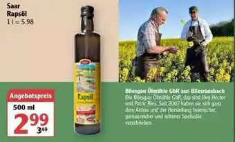 Globus Saar Rapsöl Angebot