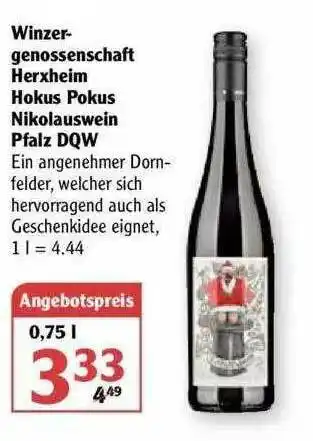 Globus Winzergenossenschaft Herxheim Hokus Pokus Nikolauswein Pfalz Dqw Angebot