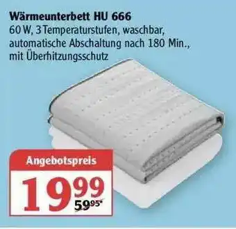 Globus Wärmeunterbett Hu 666 Angebot