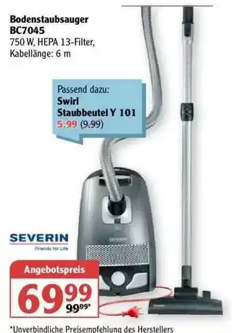 Globus Bodenstaubsauger Bc7045 Severin Angebot