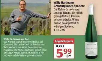 Globus Willy Hartmann Grauburgunder Spätlese Angebot