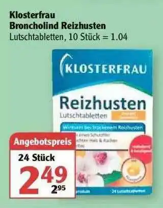 Globus Klosterfrau Broncholind Reizhusten Angebot