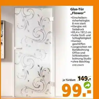 Globus Baumarkt Glas-tür „flower” Angebot