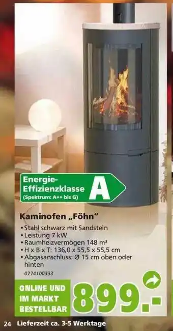 Globus Baumarkt Kaminofen „föhn” Angebot