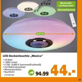 Globus Baumarkt Led-deckenleuchte „musica” Angebot