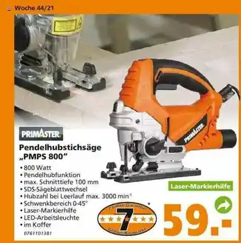 Globus Baumarkt Primaster Pendelhubstichsäge „pmps 800” Angebot