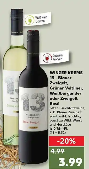 Kaufland Winzer Krems 13 - Blauer Zweigelt, Grüner Veltliner, Weißburgunder Oder Zweigelt Rosé Angebot