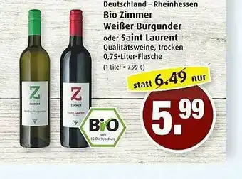 Markant Bio Zimmer Weißer Burgunder Oder Saint Laurent Angebot