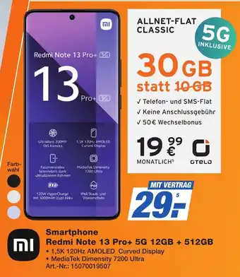 Expert Technomarkt Xiaomi Smartphone Redmi Note 13 Pro+ 5G 12GB + 512GB Angebot