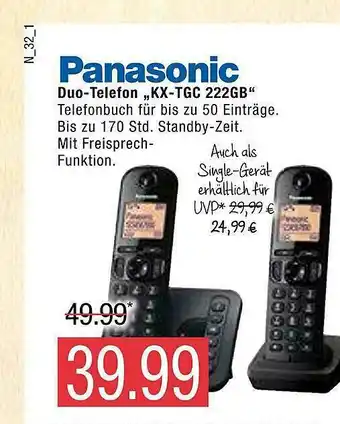 Marktkauf Panasonic Duo-telefon „kx-tgc 222gb” Angebot