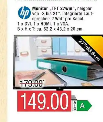 Marktkauf Hp Monitor „tft 27wm” Angebot