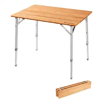 Netto Marken-Discount KINGCAMP Bambus Falt Tisch Camping Klapptisch Garten Alu Holz 3Höhen Verstellbar Angebot