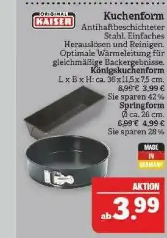 Marktkauf Kuchenform Kaiser Angebot