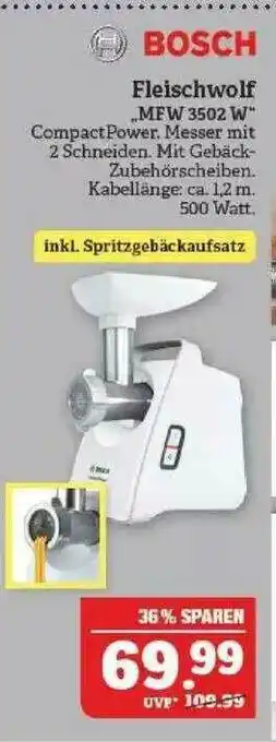 Marktkauf Bosch Fleischwolf „mfw 3502 W” Angebot