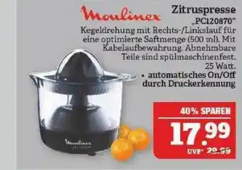 Marktkauf Moulinex Zitruspresse „pc120870” Angebot