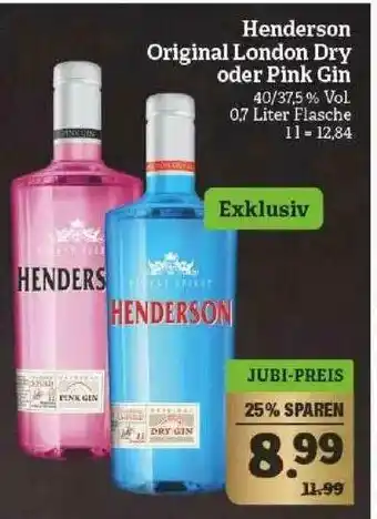 Marktkauf Henderson Original London Dry Oder Pink Gin Angebot