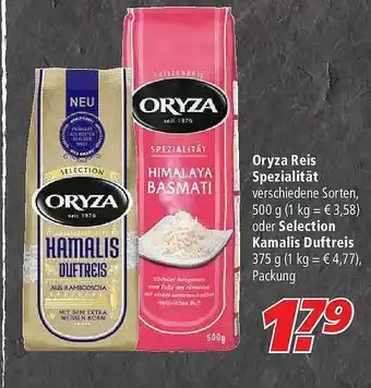 Marktkauf Oryza Reis Spezialität Oder Selection Kamalis Duftreis Angebot