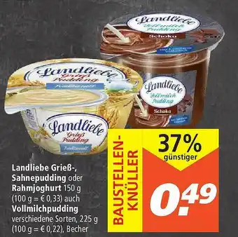 Marktkauf Landliebe Grieß- Sahnepudding Oder Rahmjoghurt Auch Vollmilchpudding Angebot