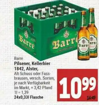 Marktkauf Barre Pilsener Kellerbierr 1842 Alster Angebot